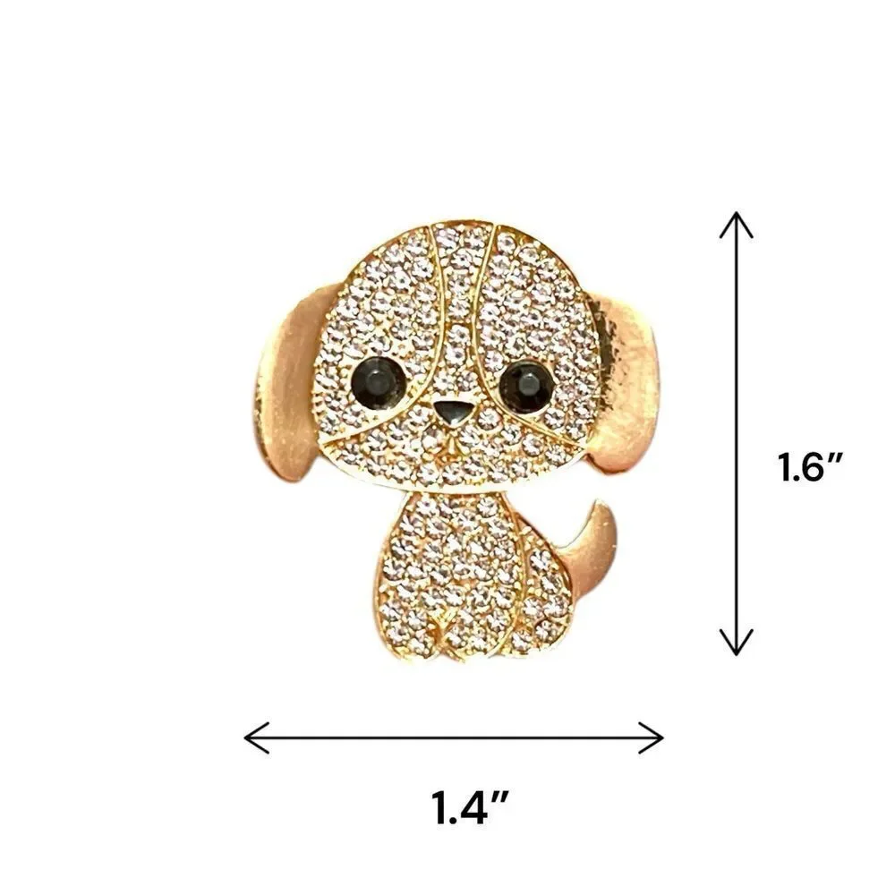 Gold Tone Rhinestone Dog Brooch